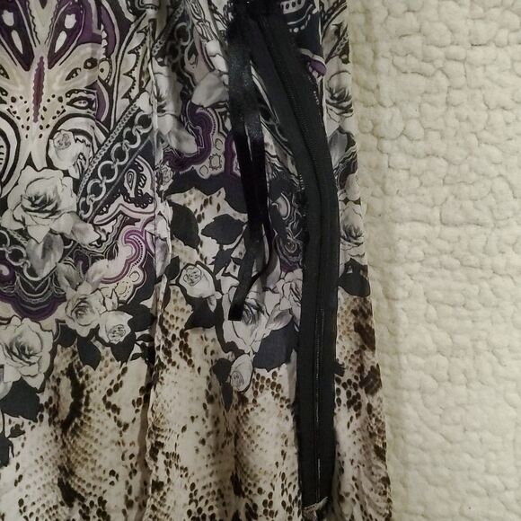 White House Black Market Women’s Black/Purple Silk Stretch Halter Neckline Sz 6 - Picture 10 of 16